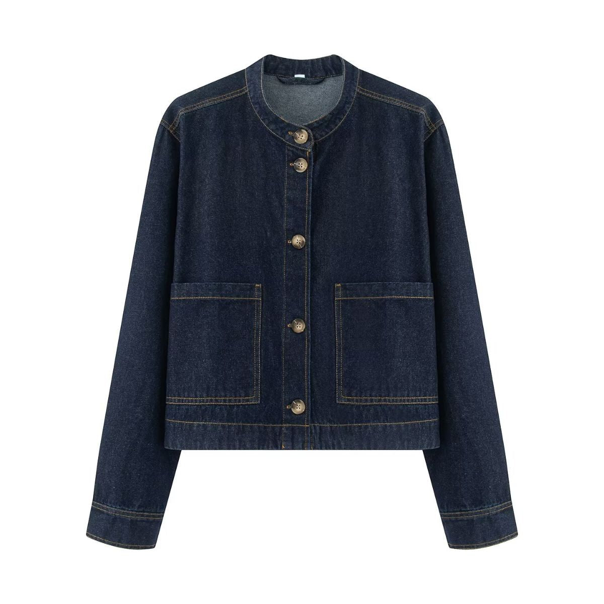 Indigo Button-Front Baggy Denim Jacket