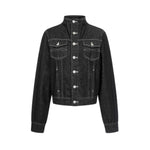 Unisex Textured Silhouette Slim Fit Workwear Denim Jacket