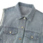Sleeveless Vintage Wash Denim Trucker Jacket