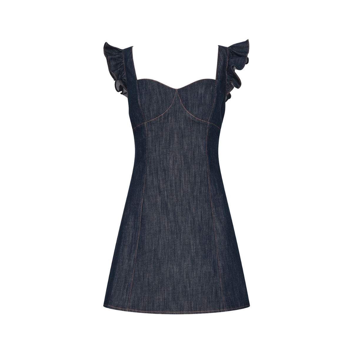 Ruffled Strap Sleeveless Denim Dress