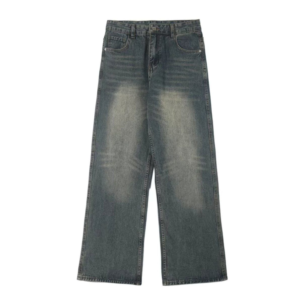 Washed Whiskers Straight Leg Jeans-INNBLAC Fashion Apparel