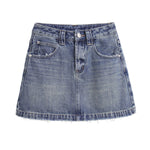 Raw Hem Vintage Wash Denim Mini Skirt