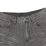 Smoky Gray Distressed Wide-Leg Jeans