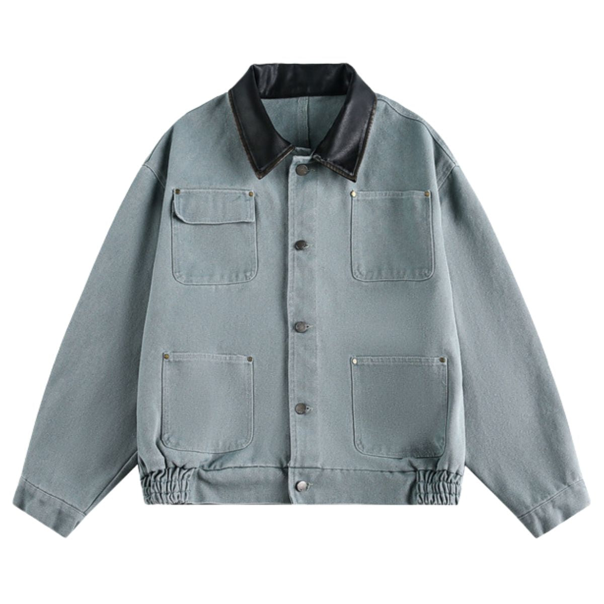 Vintage Washed Distressed Dropped Shoulder Workwear Multi-pocket Denim Jacket