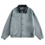 Vintage Washed Distressed Dropped Shoulder Workwear Multi-pocket Denim Jacket