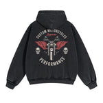 Custom Motorcycle Graphic Double Slider Zip Hoodie-INNBLAC Fashion Apparel