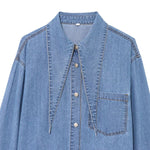 Women's Denim Shirt Stylish Blouse Layered Design Top