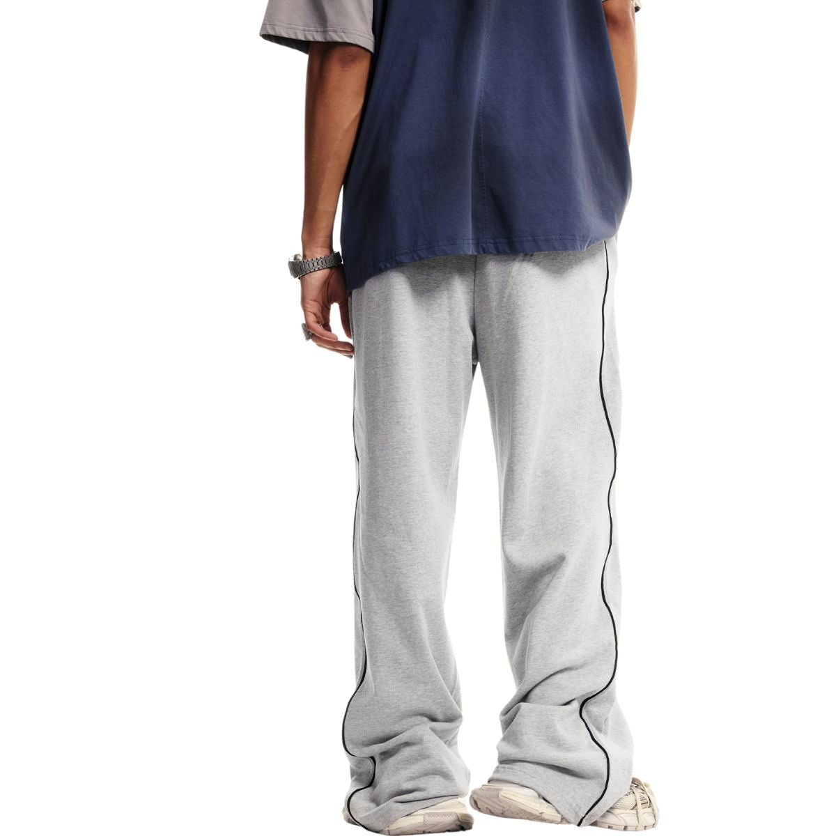 Contrast Arc Baggy Track Pants-INNBLAC Fashion Apparel