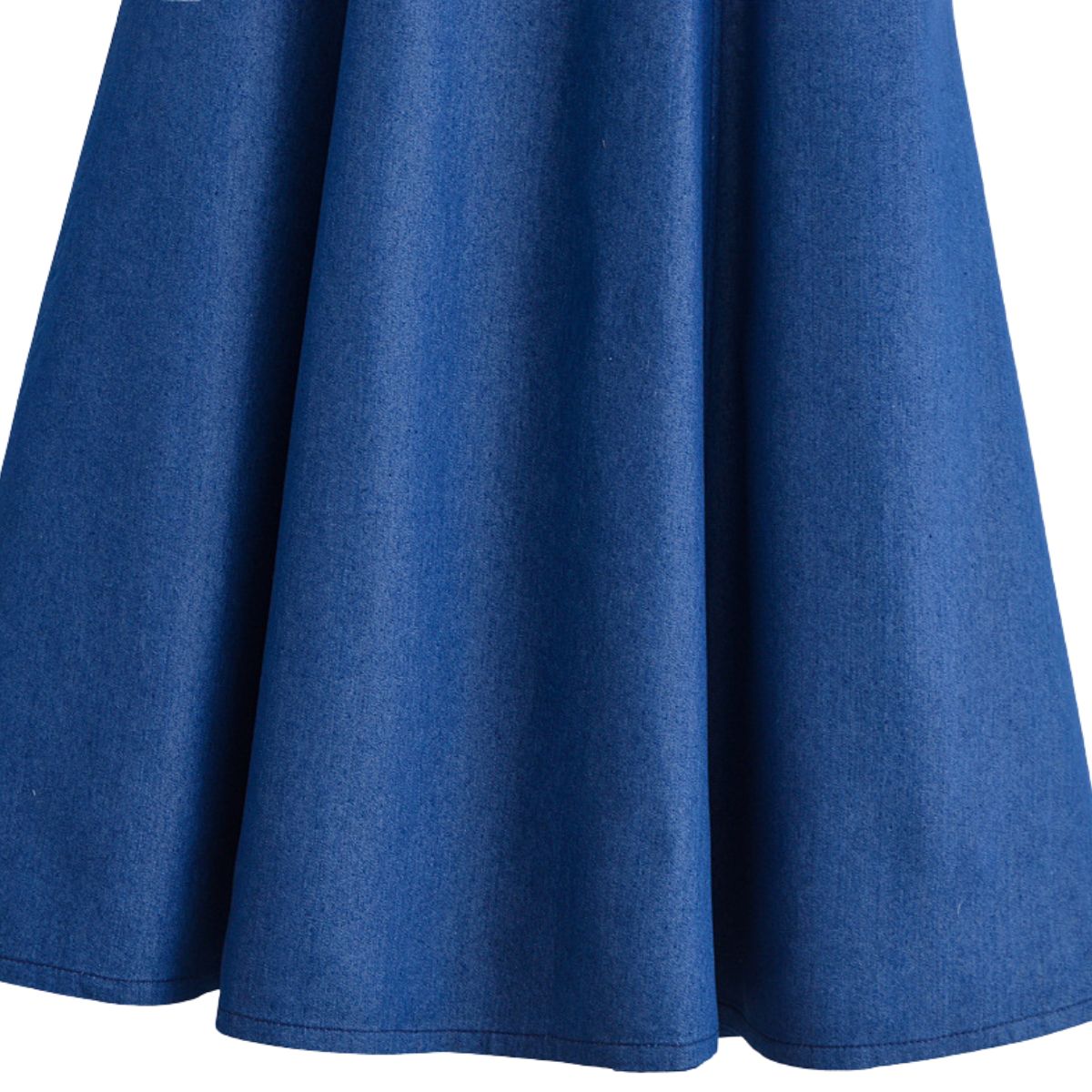 Classic Blue Denim Spaghetti Strap Flared Dress