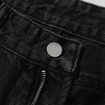 Black Acid Wash Distressed Wide Leg Denim Jeans