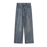 Wide Leg Pinstripe Detail Denim Jeans