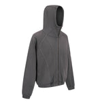 Vintage Washed Oversized Curved Stitch Zip Hoodie