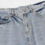 Light Blue Distressed Ripped Straight Jeans