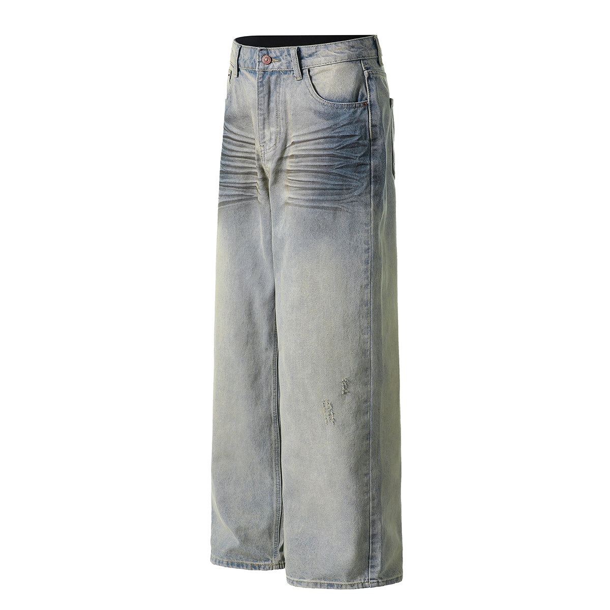 Wrinkle Wash Loose Straight Jeans