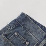 Wide Leg Pinstripe Detail Denim Jeans