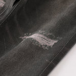 Vintage Washed Black Wide-Leg Printed Jeans
