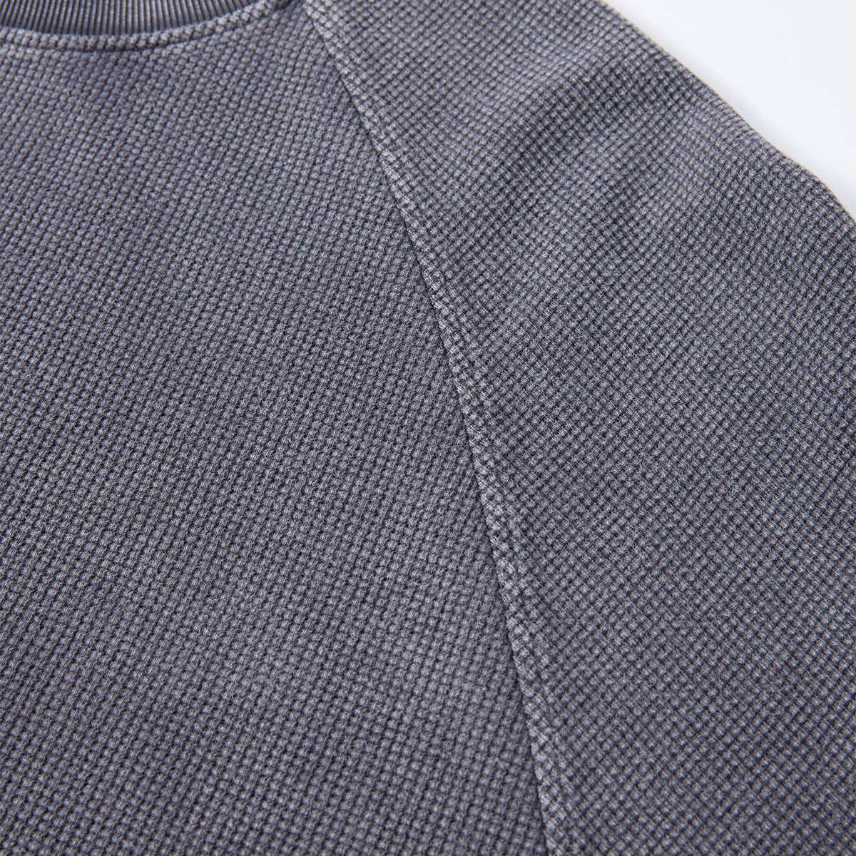 Boxy Waffle Washed Distressed Raglan Tee