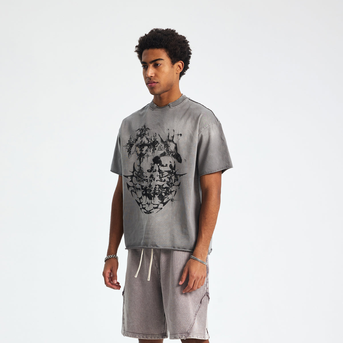 Heavyweight Gothic Graphic Raw-Edge Tee