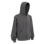Distressed Vintage Wash Zip Up Hoodie