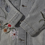 Floral Embroidery Denim Trucker Jacket