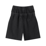 Double Waistband Snow Washed Distressed Shorts