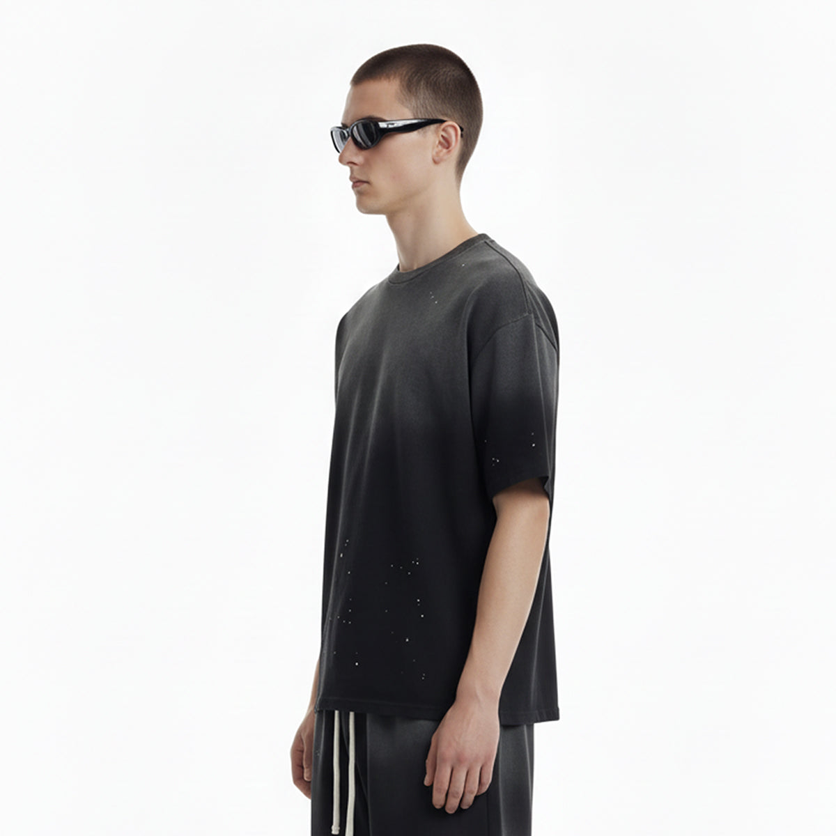 Splatter Dye Washed Distressed Air Mamba Cotton Tee