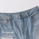 Light Blue Ripped Wide-Leg Jeans