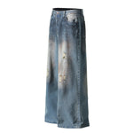 Vintage Distressed Wide-Leg Ripped Jeans