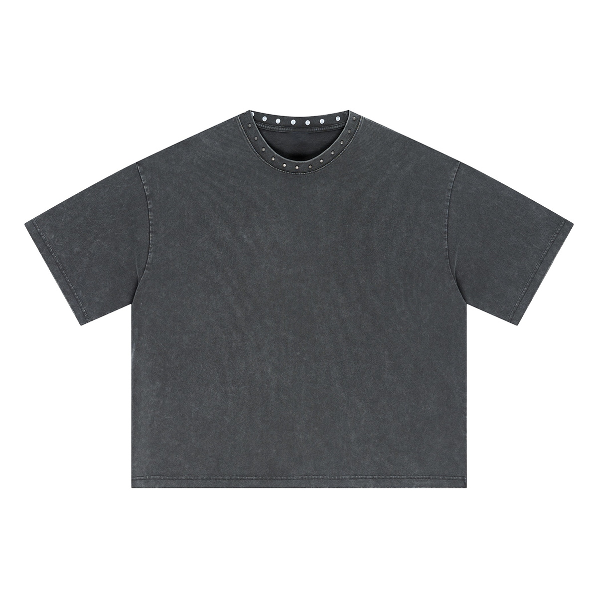 Vintage Washed Oversized Metal Rivet Neckline Tee