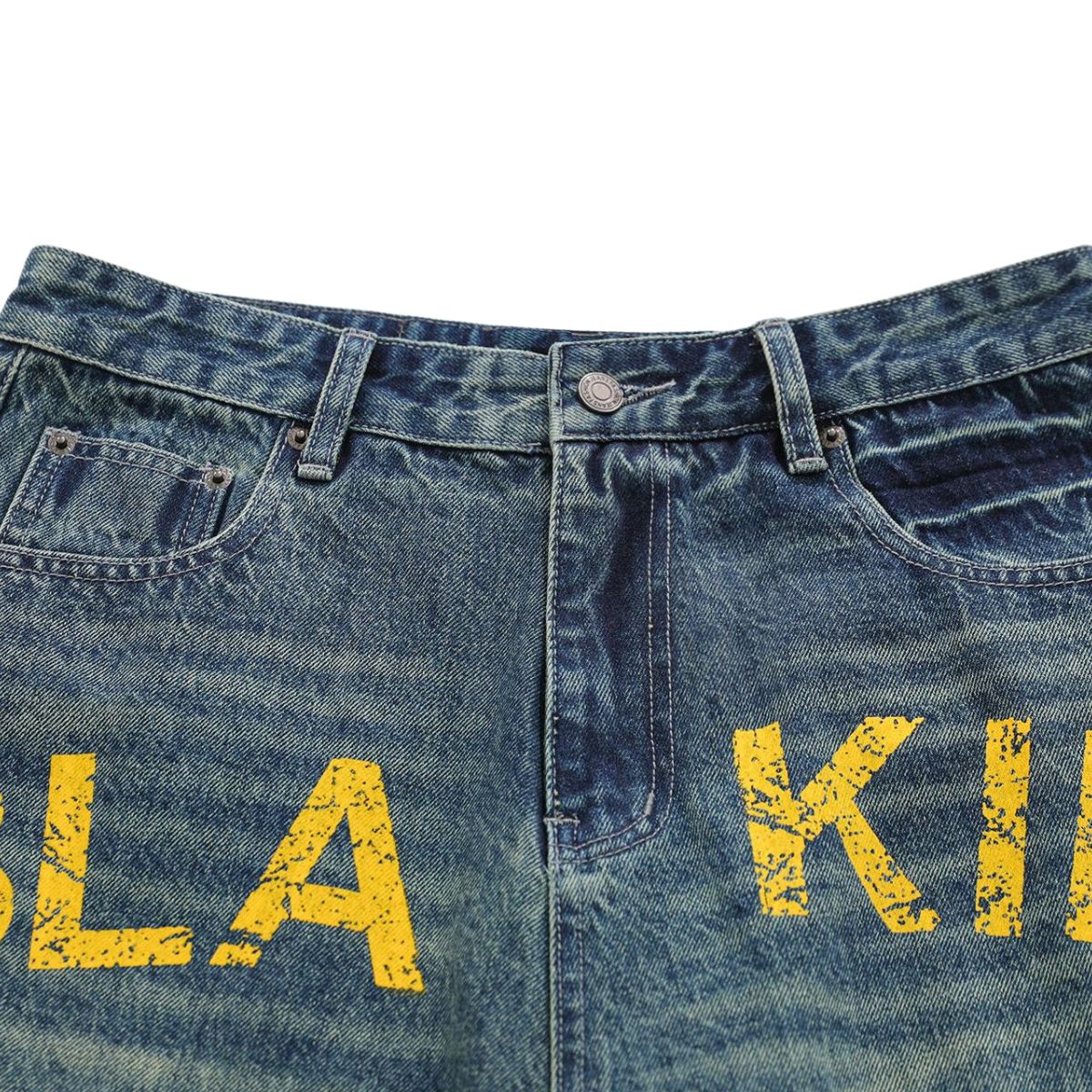 Printed Multi Pocket Denim Cargo Shorts