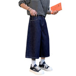 Raw Indigo Wide Leg Denim Shorts