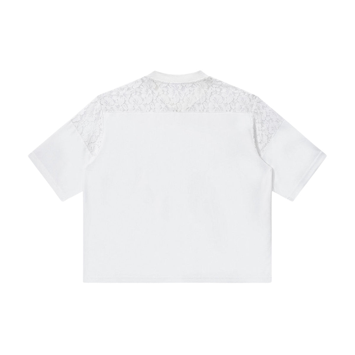 Openwork Lace-Stitching V-Neck Boxy Tee