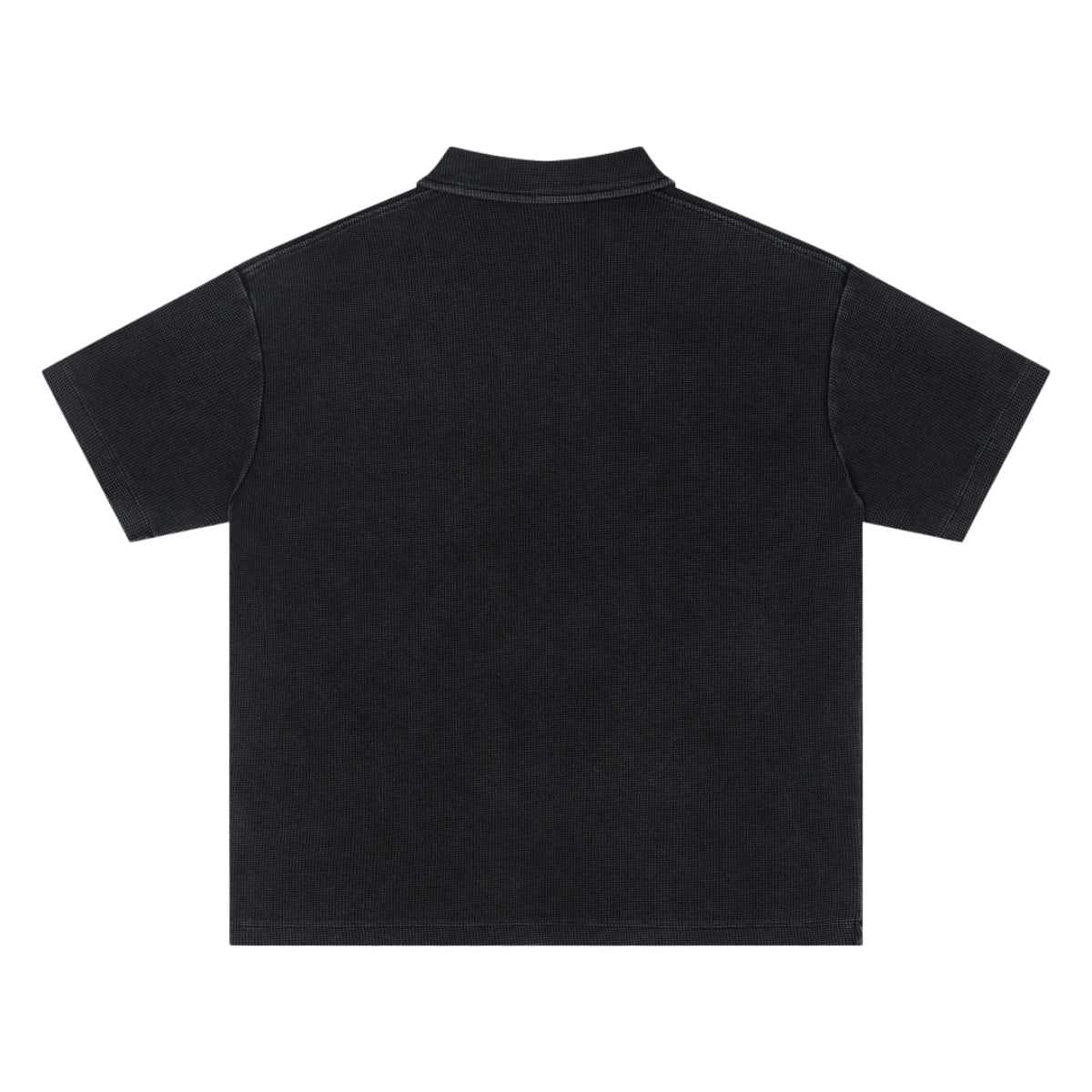 Retro Distressed Waffle Vintage Wash Polo T-Shirt