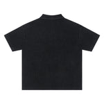 Retro Distressed Waffle Vintage Wash Polo T-Shirt