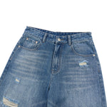 Retro Wash Ripped Wide Leg Denim Jeans