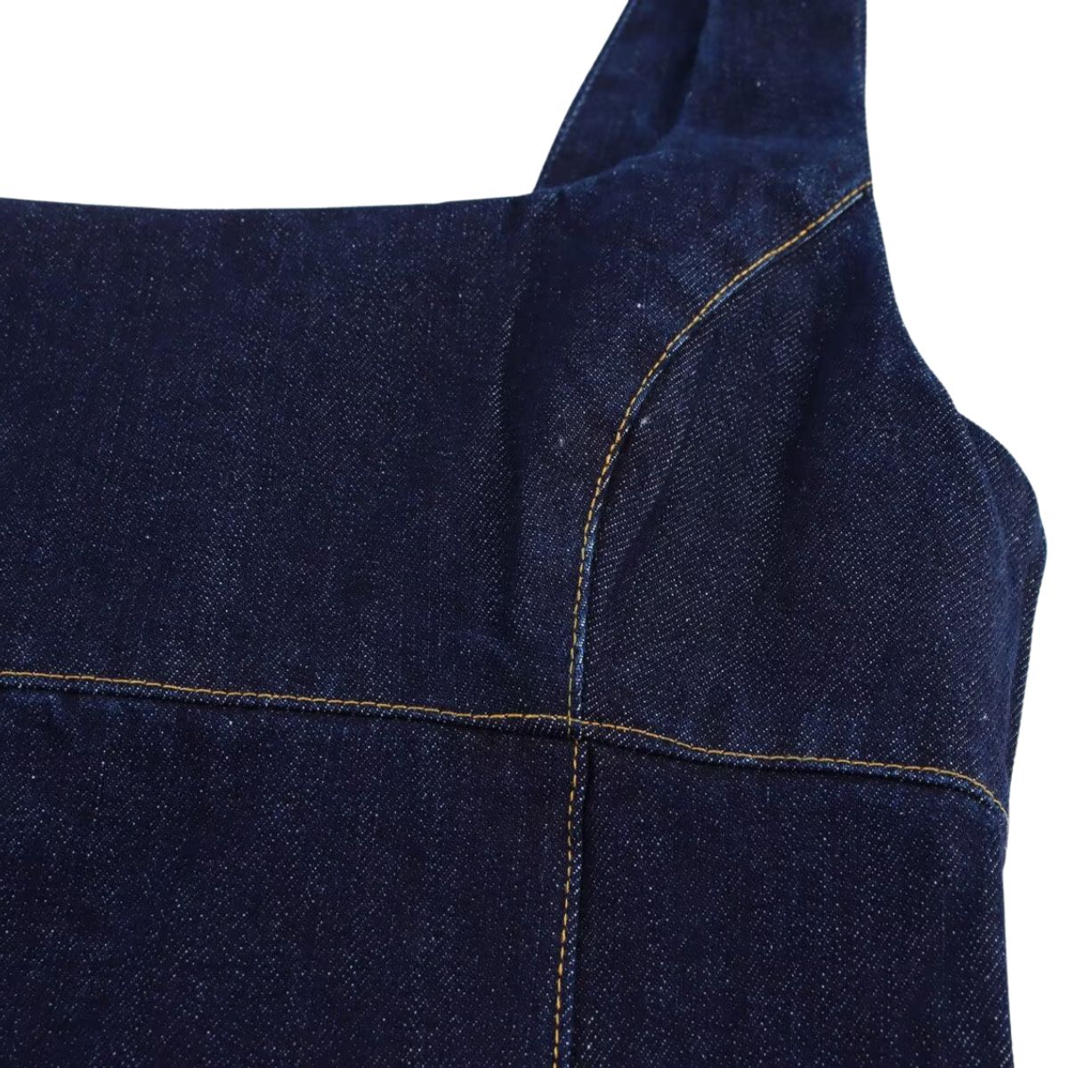 Classic Denim Square Neck A-Line Dress
