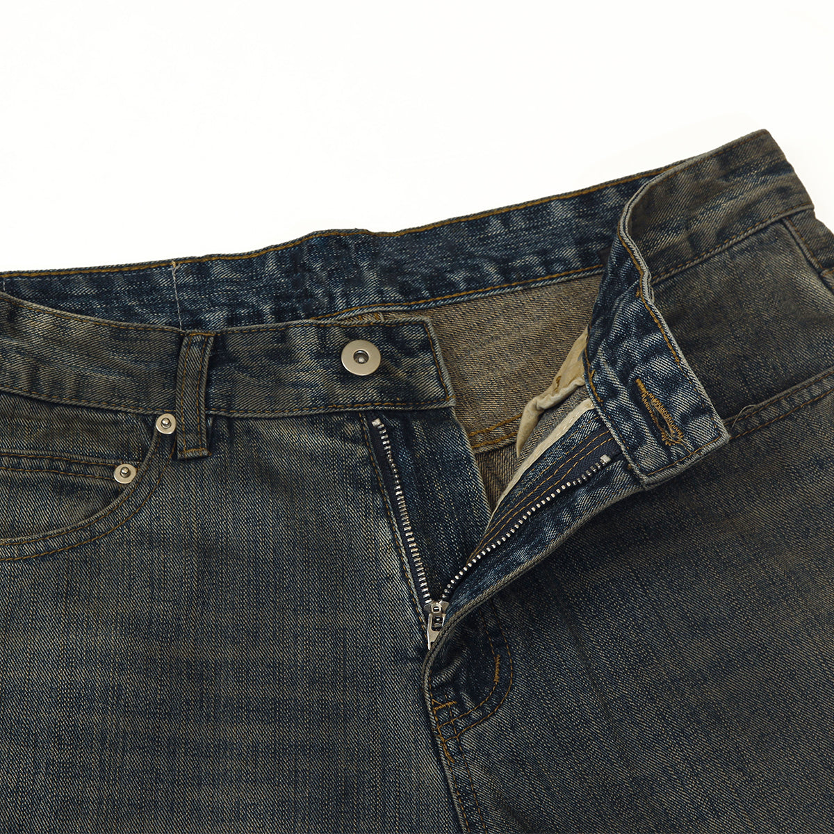 Wrinkle Wash Vintage Straight Jeans