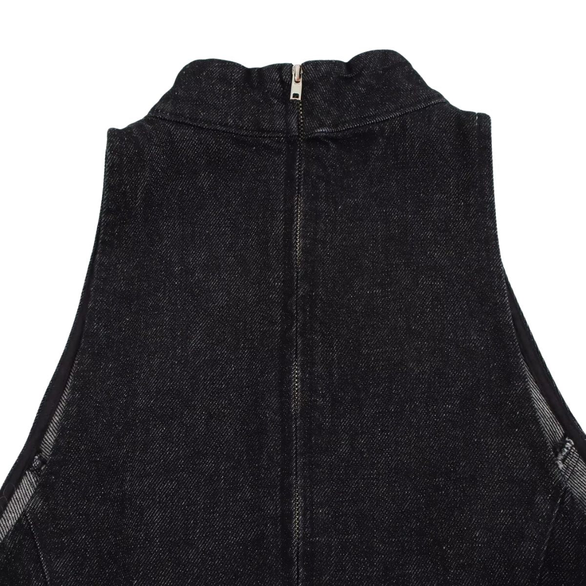 Black Sleeveless High-Neck Ruffled Mini Dress