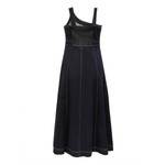 Women's One-Shoulder Dark Denim Midi Dress