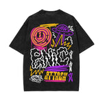 Panic Attack Graffiti Graphic Washed Tee-INNBLAC Fashion Apparel