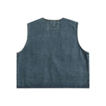 Relaxed Cropped Denim Tactical Vest