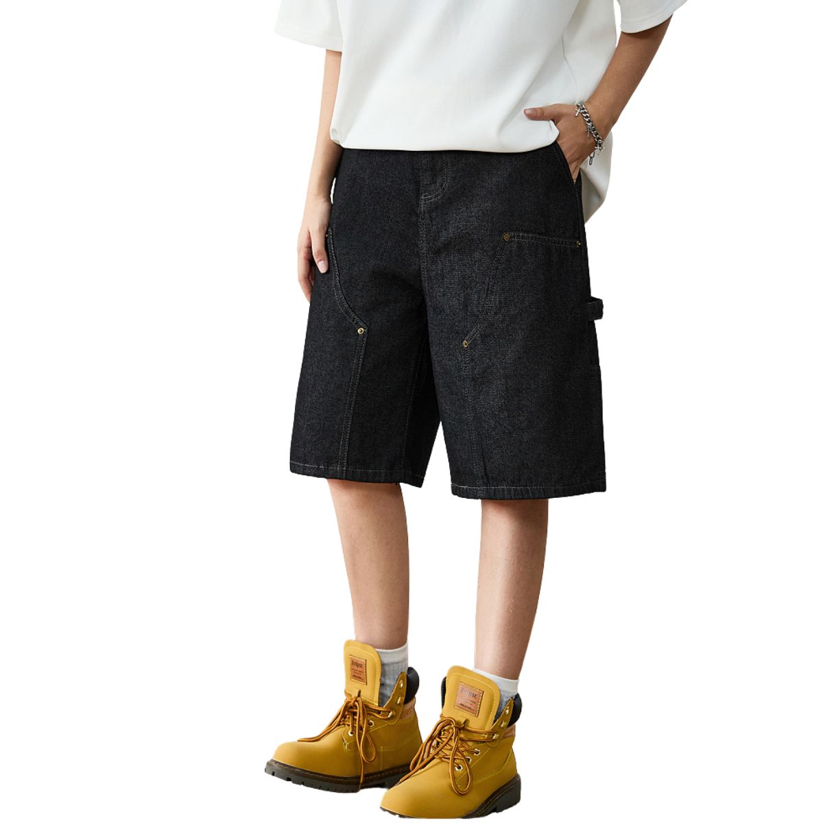 Vintage Black Relaxed Fit Denim Shorts