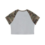 Raglan Camo Spice Girl Cropped Tee