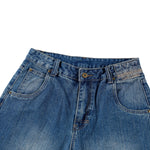 Retro Washed Denim Wide-Leg Bermuda Short