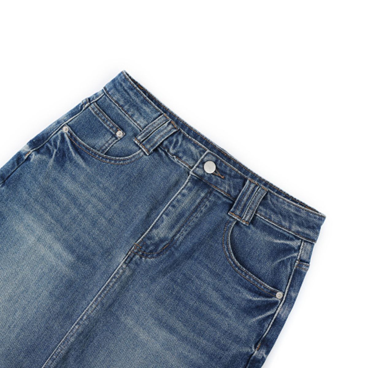 Vintage Washed A-Line Denim Midi Skirt