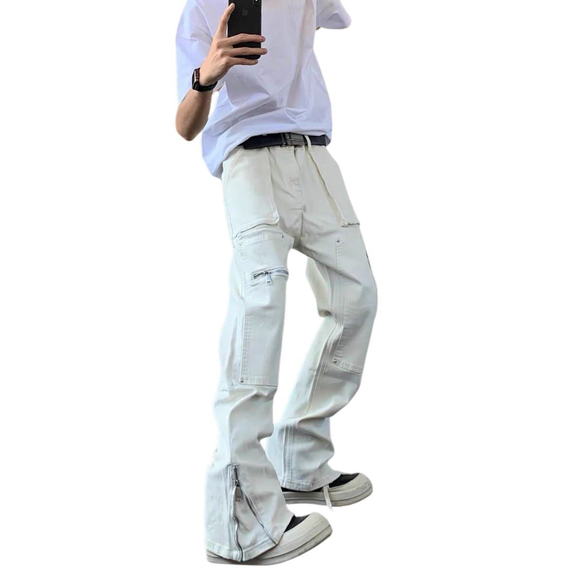 Stretch Zip Hem Utility Bootcut Jeans
