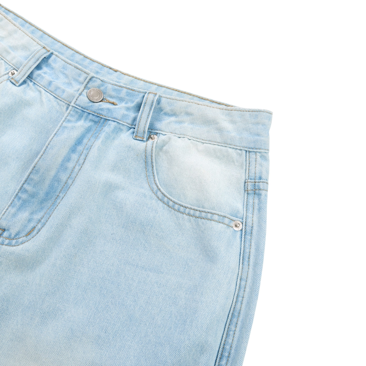 Faded Bleach Geometric-Pocket Baggy Jeans
