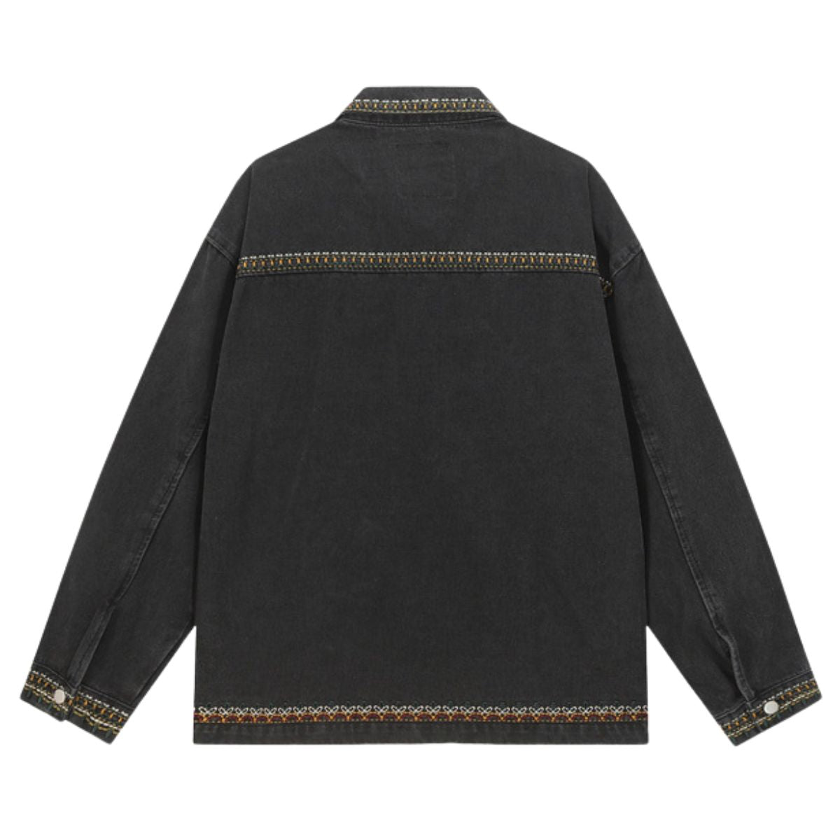 Retro Fashionable Temperament Lapel Embroidered Loose Denim Jacket