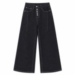 Button Fly Relaxed Straight Leg Raw Denim Jeans