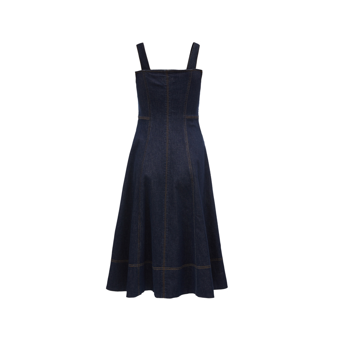 Dark Blue Button-Front A-Line Denim Dress